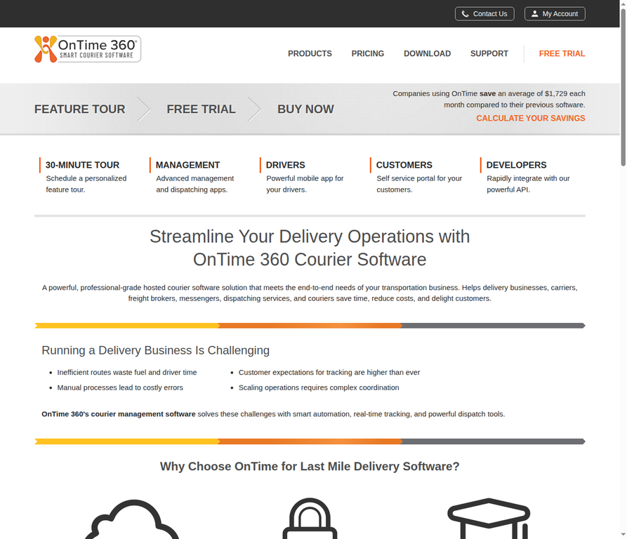 OnTime 360 homepage screenshot