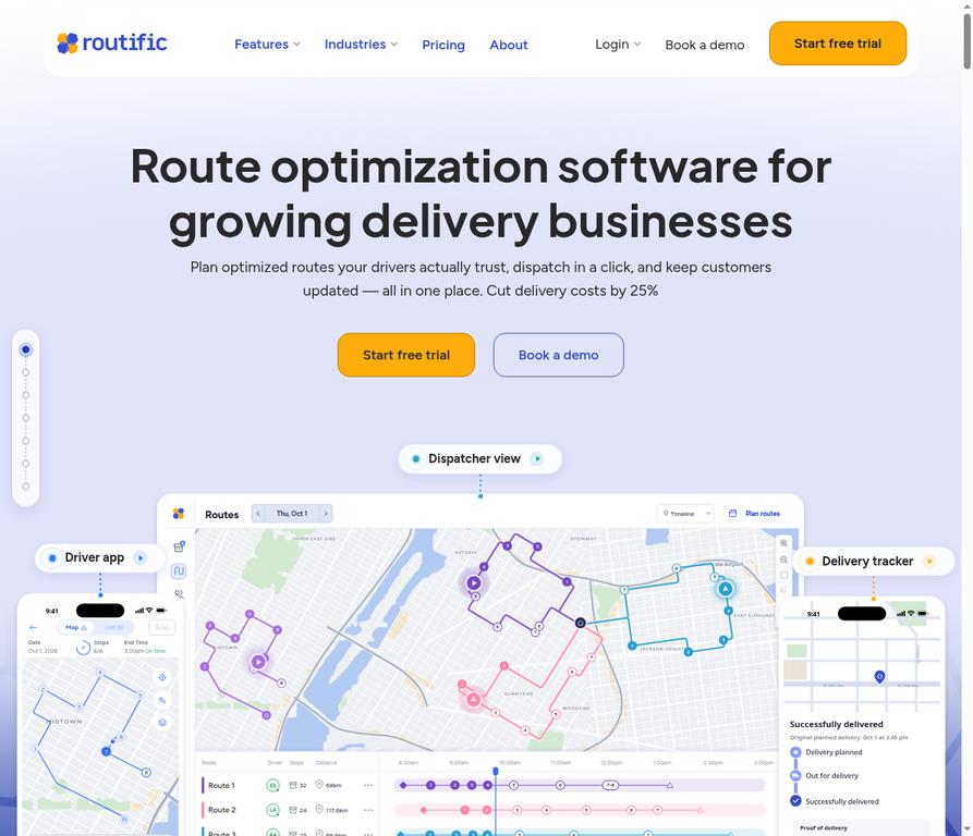 Routific homepage screenshot