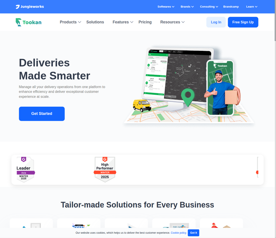 Tookan homepage screenshot