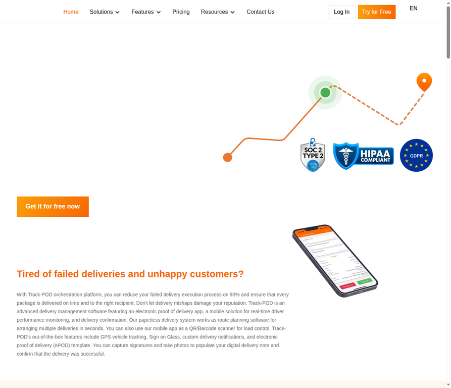 Track-POD homepage screenshot